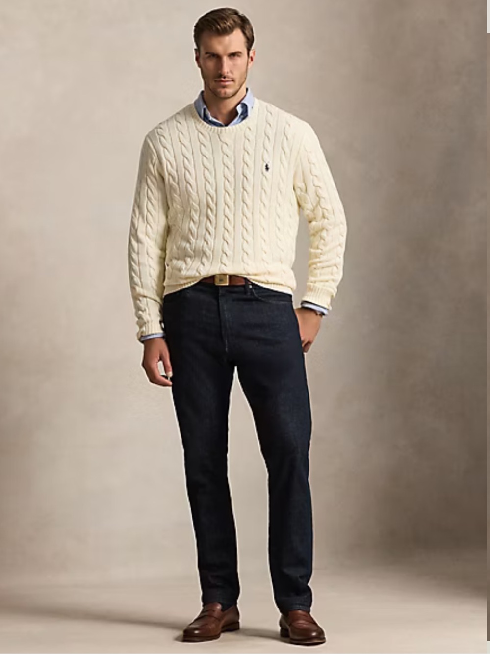 Polo Ralph Lauren .| Mens Cotton Ivory Cable knit Sweater Sz 3XLT